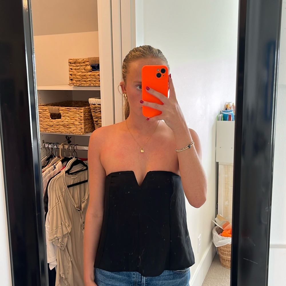 Free people black strapless top